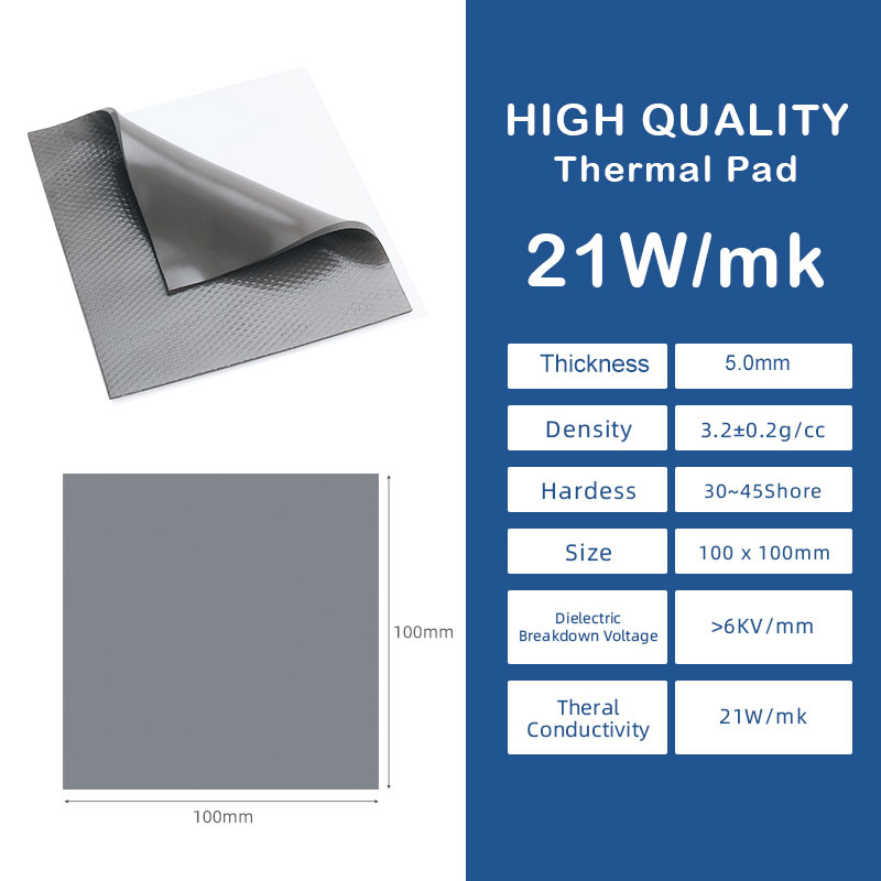 Thermal Paste - 21W/mk 100X50x5.0mm Bantalan Termal Silikon Non-Konduktif